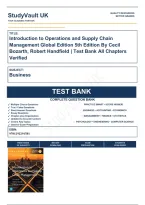 Test Bank Introduction to Operations and Supply Chain Management Global Edition 5th Edition By Cecil Bozarth&comma; Robert Handfield &vert; Test Bank Verified&comma; A&plus; Grade 9781292291581