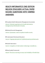 Health Informatics 2Nd Edition&NewLine;Nelson Staggers Actual Paper&NewLine;Solved Questions With Verified&NewLine;Answers