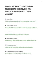 Health Informatics 2Nd Edition&NewLine;Nelson Staggers Review Full&NewLine;Question Set With Accurate&NewLine;Answers
