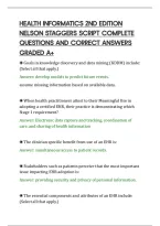 Health Informatics 2Nd Edition&NewLine;Nelson Staggers Script Complete&NewLine;Questions And Correct Answers&NewLine;Graded A&plus;