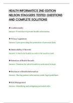 Health Informatics 2Nd Edition&NewLine;Nelson Staggers Tested Questions&NewLine;And Complete Solutions&NewLine;