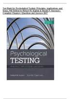 Test Bank for Psychological Testing&colon; Principles&comma; Applications&comma; and Issues&comma; 9th Edition by Robert M&period; Kaplan & Dennis P&period; Saccuzzo &vert; Complete Chapters 1&ndash;21 &vert; Questions & Answers 2027