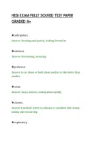 Hesi Exam Fully Solved Test Paper&NewLine;Graded A&plus;
