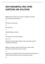 Hesi Fundamental Final Paper&NewLine;Questions And Solutions