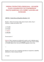 Virginia Contractors License Exam &ndash; Advanced &NewLine;&lpar;Class A&rpar; Examination 350 Comprehensive &NewLine;Practice Questions With Correct Answers And &NewLine;Rationales