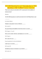 NCCER Electrical Level 1 Introduction to NEC&NewLine;Questions with Verified Correct Answers