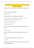 BUNDLE OF PNR 308 QUESTIONS WITH VERIFIED CORRECT ANSWERS