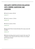 Hesi Math Certification Evaluation&NewLine;With Verified Questions And&NewLine;Answers