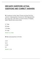 Hesi Math Questions Actual&NewLine;Questions And Correct Answers&NewLine;