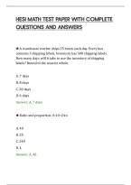 Hesi Math Test Paper With Complete&NewLine;Questions And Answers