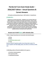 Florida ALF Core Exam Study Guide &ndash; 2026&sol;2027 Edition &ndash; Actual Questions & Correct Answers 