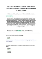 ALF Core Training Test &vert; Assisted Living Facility Staff Exam &ndash; 2026&sol;2027 Edition &ndash; Actual Questions & Correct Answers 