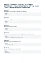 Exploration Test -History 8Th Grade&NewLine;September 9 Frequently Tested Actual Exam&NewLine;Questions With Correct Answers