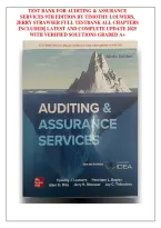 Test Bank&colon; Auditing & Assurance Services ISE 9th Edition &vert; Thibodeau&comma; Louwers&comma; Bagley&comma; Blay and Strawser &vert; All Completed Chapters