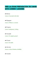 Hieu 201 Exam Preparation Test Bank&NewLine;With Correct Answers