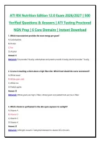 ATI RN Nutrition Edition 12&period;0 Exam 2026&sol;2027 &vert; 500 Verified Questions & Answers &vert; ATI Testing Proctored NGN Prep &vert; 6 Core Domains &vert; Instant Download&period; PDF