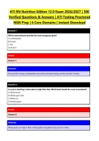 ATI RN Nutrition Edition 12&period;0 Exam 2026 &vert; 500 Verified Questions & Answers &vert; ATI Testing Proctored NGN Prep &vert; 6 Core Domains &vert; Instant Download