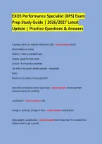 EXOS Performance Specialist &lpar;XPS&rpar; Exam &NewLine;Prep Study Guide &vert; 2026&sol;2027 Latest &NewLine;Update &vert; Practice Questions & Answers &NewLine;