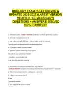 Urology Exam Fully Solved & &NewLine;Updated 2026-2027 &lpar;Latest Version &NewLine;Verified For Accuracy&rpar; &NewLine;&lpar;Questions &plus; Answers&rpar; Solved &NewLine;100&percnt; Correct&excl;&excl; 