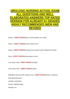Urologic Nursing Actual Exam &NewLine;All Questions And Well &NewLine;Elaborated Answers Top Rated &NewLine;Version For Already A&plus; Graded &NewLine;Highly Recommended &vert;New And &NewLine;Revised 