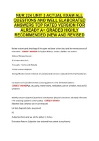 Nur 224 Unit 3 Actual Exam All &NewLine;Questions And Well Elaborated &NewLine;Answers Top Rated Version For &NewLine;Already A&plus; Graded Highly &NewLine;Recommended &vert;New And Revised