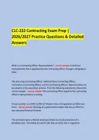  &NewLine; &NewLine;CLC-222 Contracting Exam Prep &vert; &NewLine;2026&sol;2027 Practice Questions & Detailed Answers &NewLine; &NewLine;