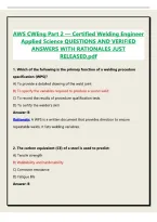 AWS CWEng Part 2 &mdash; Certified Welding Engineer Applied Science QUESTIONS AND VERIFIED ANSWERS WITH RATIONALES JUST RELEASED&period;pdf&NewLine;