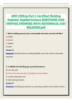 AWS CWEng Part 2 Certified Welding Engineer Applied Science QUESTIONS AND VERIFIED ANSWERS WITH RATIONALES JUST RELEASED&period;pdf&NewLine;