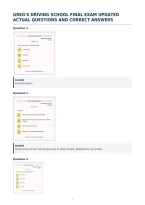 Greg's Driving School Final Exam Updated&NewLine;Actual Questions And Correct Answers