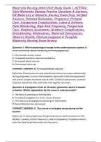 Maternity Nursing 2026&sol;2027 Study Guide &vert; ACTUAL-Style Maternity Nursing Practice Questions & Answers&comma; RN Maternity & Obstetric Nursing Exam Prep&comma; Verified Answers&comma; Detailed Rationales&comma; Pregnancy&comma; Prenatal Care&comma; Antepartum Complications&comma; Labor & Delivery&comma;