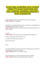 Econ Final Exam Multiple Choice &NewLine;Complete Exam Questions And &NewLine;100&percnt; Verified Answers &lpar;2026&sol;2027&rpar; &NewLine;Pass Guarantee 