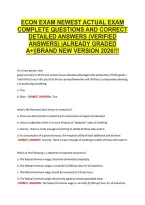 Econ Exam Newest Actual Exam &NewLine;Complete Questions And Correct &NewLine;Detailed Answers &lpar;Verified &NewLine;Answers&rpar; &vert;Already Graded &NewLine;A&plus;&vert;&vert;Brand New Version 2026&excl;&excl;&excl; 