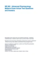 NR 565 - Advanced Pharmacology Midterm Exam Actual Test Questions and Answers 