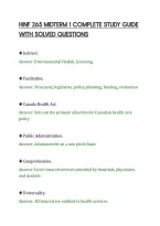 Hinf 265 Midterm 1 Complete Study Guide&NewLine;With Solved Questions&NewLine;