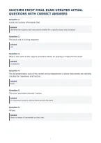 Iahcsmm Crcst Final Exam Updated Actual&NewLine;Questions With Correct Answers