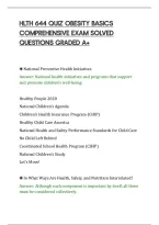 Hlth 644 Quiz Obesity Basics&NewLine;Comprehensive Exam Solved&NewLine;Questions Graded A&plus;
