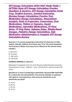 ATI Dosage Calculation 2026&sol;2027 Study Guide &vert; ACTUAL-Style ATI Dosage Calculation Practice Questions & Answers&comma; ATI Dosage Calculation Exam Prep&comma; Verified Answers&comma; Detailed Rationales&comma; Nursing Dosage Calculations Practice Test&comma; Medication Dosage Calculat