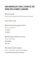Hmx Immunology Final Complete Test&NewLine;Paper With Correct Answers