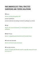 Hmx Immunology Final Practice&NewLine;Questions And Tested Solutions&NewLine;