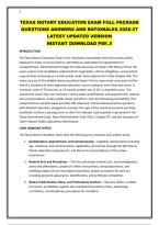 Texas Notary Education Exam Full Package Questions Answers And Rationales