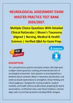 Neurological Assessment Exam Master Practice Test Bank &lpar;2026&ndash;2027&rpar; &vert; Multiple-Choice Questions with Detailed Clinical Rationales &vert; Nursing&comma; Medical & Health Sciences