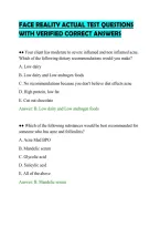 Face Reality Actual Test Questions&NewLine;With Verified Correct Answers&NewLine;