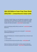 &NewLine;ABA 630 Midterm Exam Prep Cheat Sheet 2026&sol;2027 &vert; Comprehensive Study Guide &NewLine;
