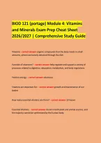 BIOD 121 &lpar;portage&rpar; Module 4&colon; Vitamins and Minerals Exam Prep Cheat Sheet &NewLine;2026&sol;2027 &vert; Comprehensive Study Guide &NewLine; &NewLine;