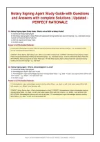 Notary Signing Agent Study Guide with Questions&NewLine;and Answers with complete Solutions &vert; Updated &NewLine;PERFECT RATIONALE