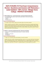 NUR 272&sol;NURS 272 Final Exam Comprehensive&NewLine;Review &vert; Questions and Answers with Rationales &vert;&vert;&NewLine;Latest Updated &vert; 100&percnt; Correct - Medgar Evers&NewLine;College - PERFECT RATIONALE