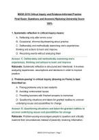 NSGD 2216 Critical Inquiry and Evidence-Informed Practice Final Exam&colon; Questions and Answers&vert; Nipissing University&vert; Score 100&percnt;&NewLine;