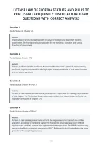 License Law Of Florida Statues And Rules To&NewLine;Real Estate Frequently Tested Actual Exam&NewLine;Questions With Correct Answers