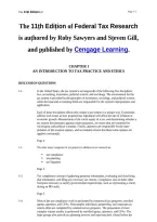 Test Bank for Federal Tax Research&comma; 11th Edition by Roby Sawyers & Steven Gill &vert; Complete Chapters &vert; Questions & Answers&NewLine;&NewLine;