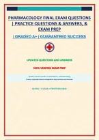 Pharmacology Final Exam Questions &vert; Practice Questions & Answers&comma; Comprehensive Study Guide&comma; Exam Prep & Review Materials